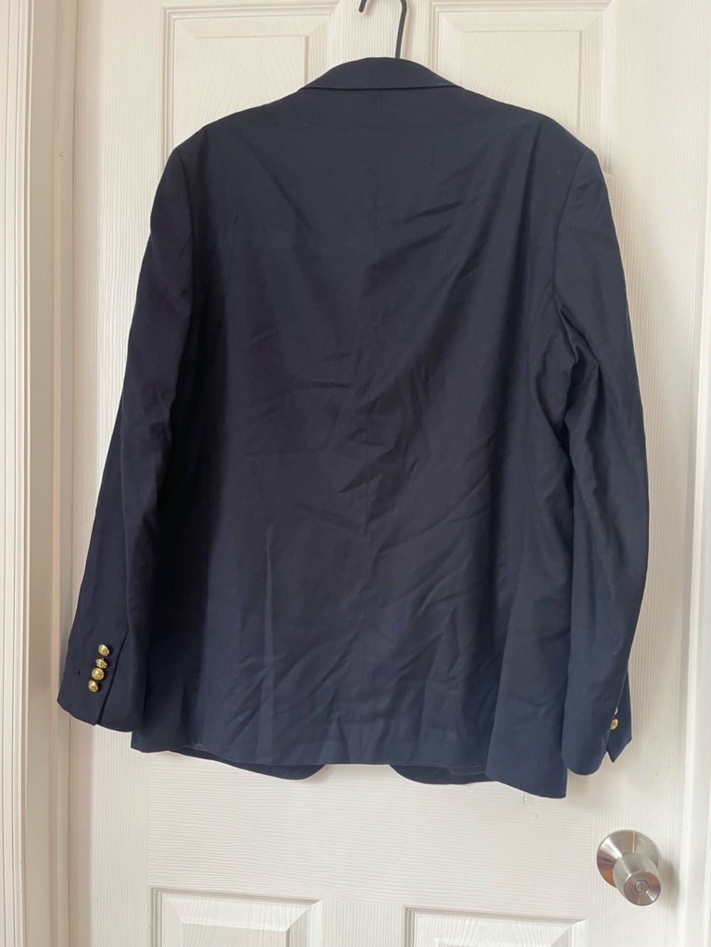 Polo Ralph Lauren Navy Two-Button Gold Wool-Blend Gabardine Blazer size 44L READ - Picture 4 of 11